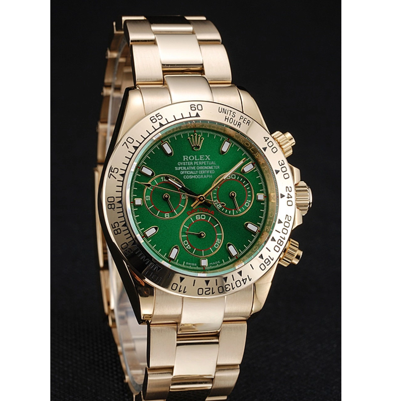 Good copy rolex watches Rolex Cosmograph Green Dial Bracelet Daytona And Case Gold 1454244 0514